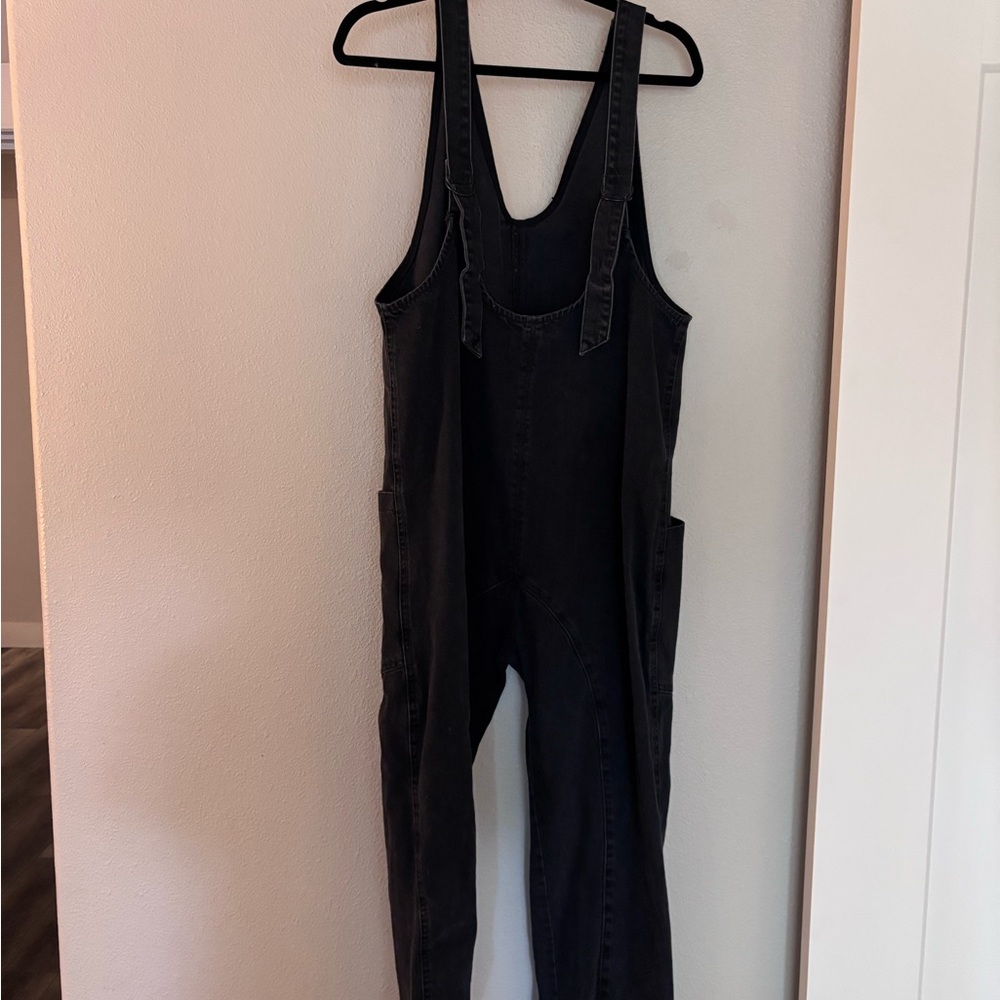 We The Free Black Denim High Roller Jumpsuit